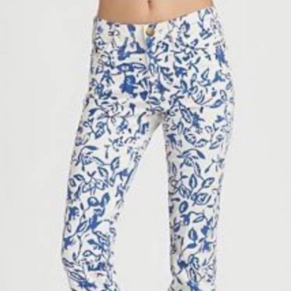 Diane von Furstenburg × Current/Elliott Blue Floral Jeans (Size 28)